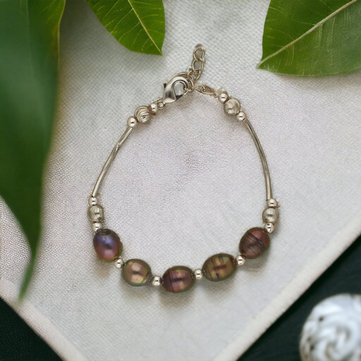 Gray Oval Pearl Bracelet | Pearl Harmony Bracelet