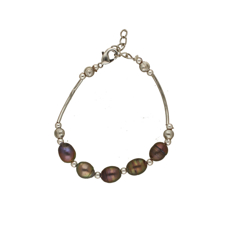 Gray Oval Pearl Bracelet | Pearl Harmony Bracelet