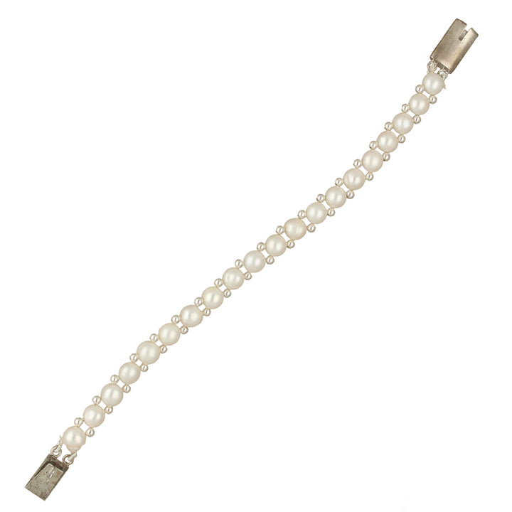 White Flat Pearl Bracelet | Elegant Pearl Line Bracelet