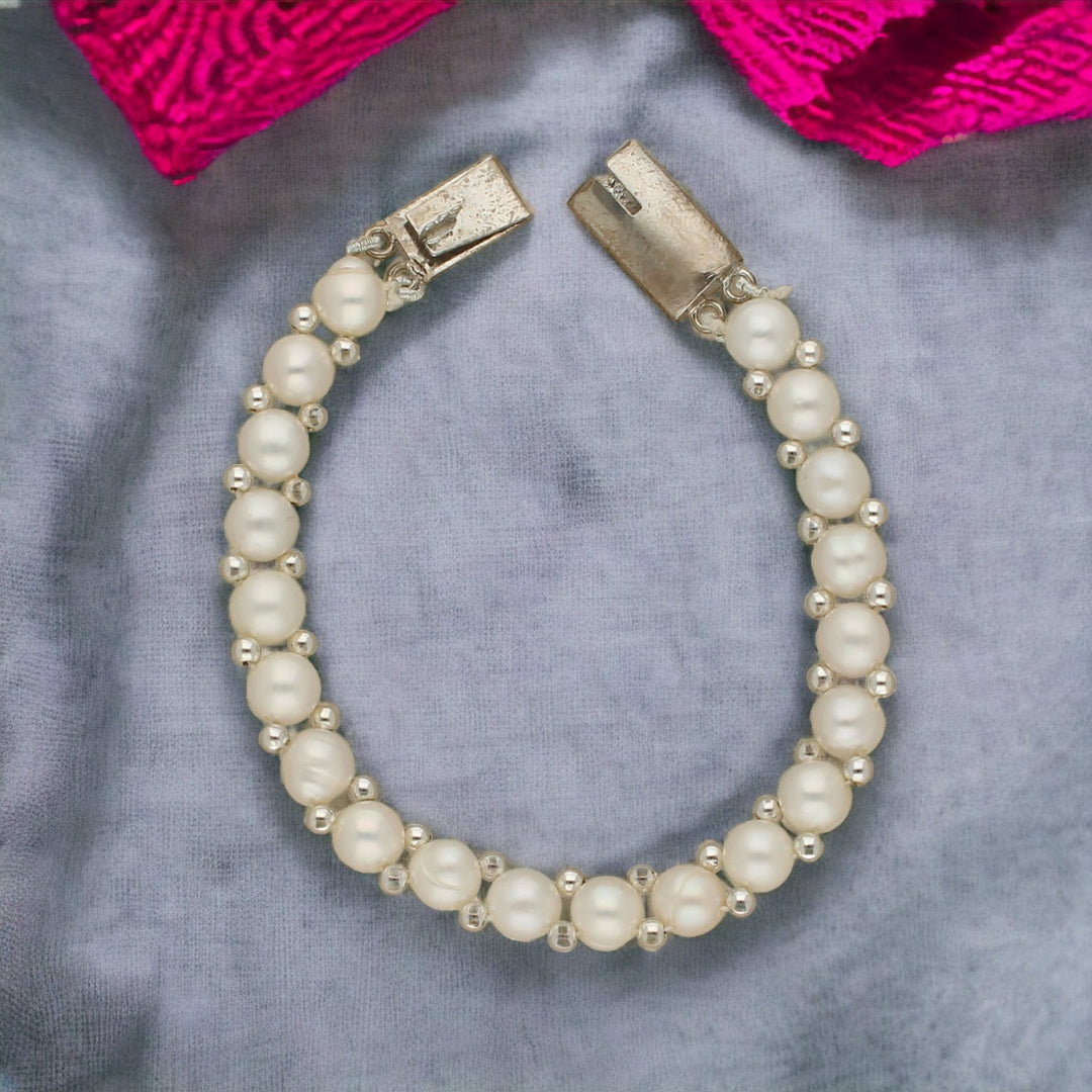 White Flat Pearl Bracelet | Elegant Pearl Line Bracelet