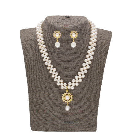 White Pearl Necklace Set | Graceful Harmony Pearl Set