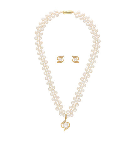 White Freshwater Pearl Necklace | Radiant Elegance Pearl Ensemble