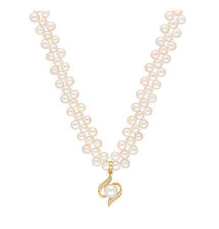 White Freshwater Pearl Necklace | Radiant Elegance Pearl Ensemble