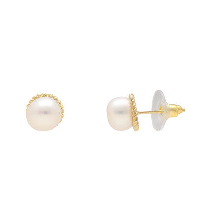 White Pearl Button Earrings | Perpetual Radiance Pearl Earrings
