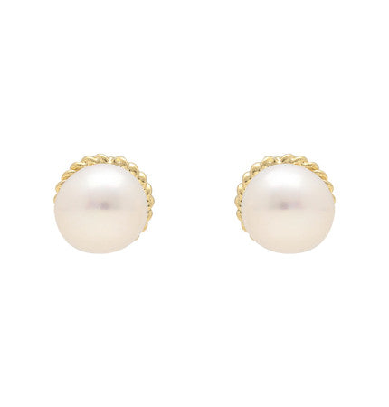 White Pearl Button Earrings | Perpetual Radiance Pearl Earrings