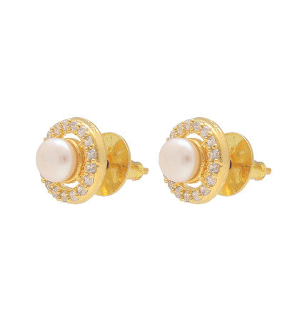 Classic White Pearl Button Earrings | Blissful Harmony Pearl Earrings