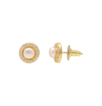 Classic White Pearl Button Earrings | Blissful Harmony Pearl Earrings