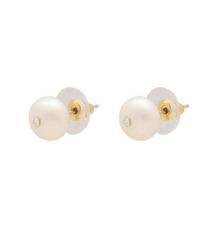 White Pearl Button Earrings | Enchanting Desire Pearl Earrings