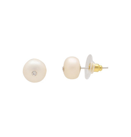 White Pearl Button Earrings | Enchanting Desire Pearl Earrings