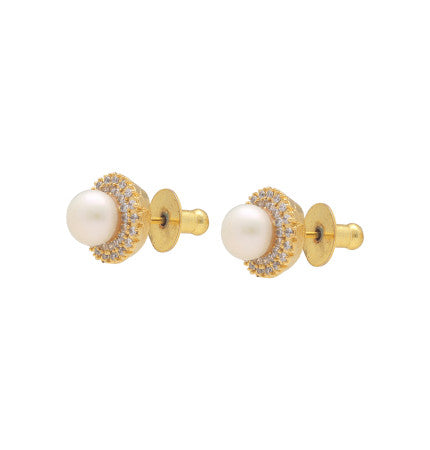 White Pearl Button Earrings | Enigmatic Passion Pearl Earrings