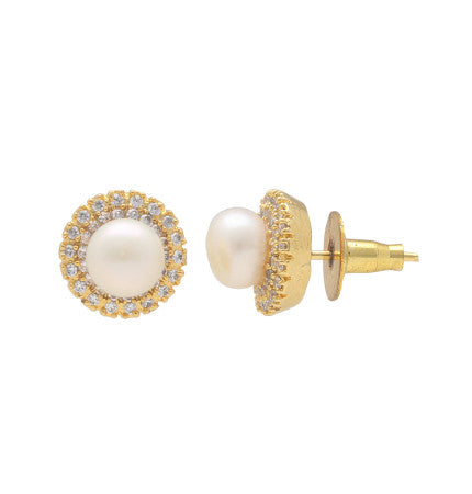 White Pearl Button Earrings | Enigmatic Passion Pearl Earrings