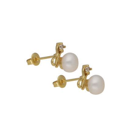 White Pearl Button Earrings | Pledge of Elegance Pearl Earrings