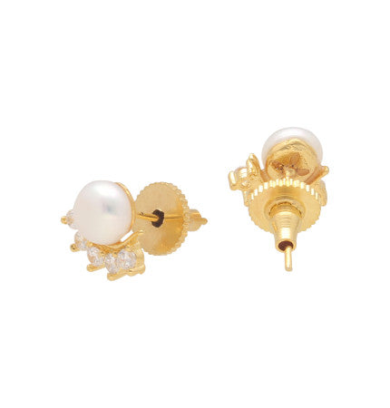 Pearl Button Earrings | Adored Grace Pearl Earrings