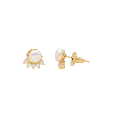 Pearl Button Earrings | Adored Grace Pearl Earrings