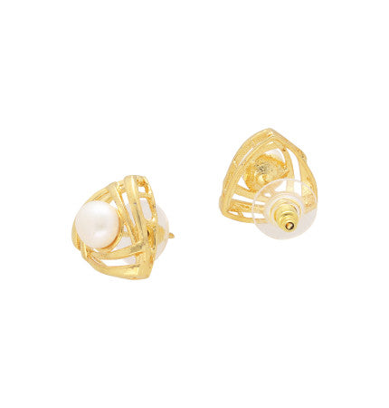 White Pearl Button Earrings | Serene Delight Pearl Earrings