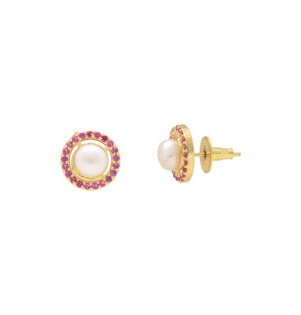 White Pearl Button Earrings | Eternal Grace Pearl Earrings