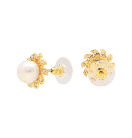 Pearl Button Earrings | Radiant Pearl Drop Earrings