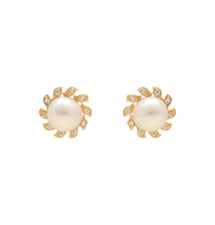 Pearl Button Earrings | Radiant Pearl Drop Earrings