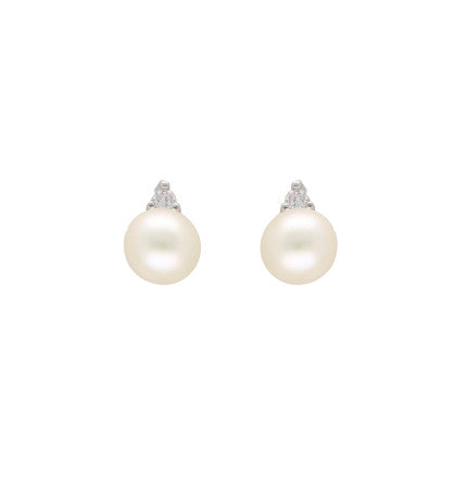 White Pearl Earrings - Button Shape, AA Quality | Enduring Charm Pearl Earrings