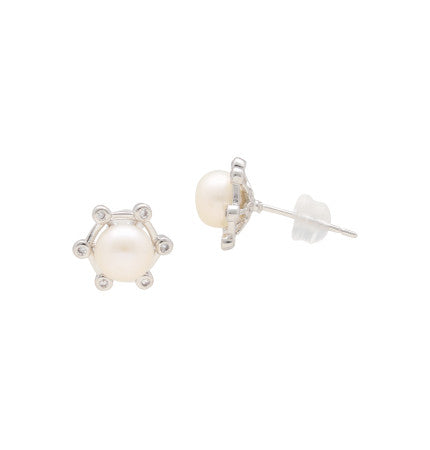 White Pearl Button Earrings | Eternal Radiance Pearl Earrings