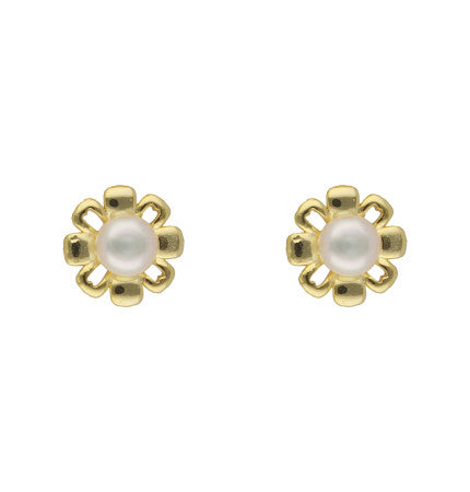 White Pearl Earrings - Button Shape, AA Quality | Enchanting Romance Pearl Earrings
