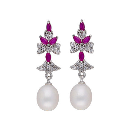Pearl and Color Stone Earrings Combo | Timeless Pearl Duo Earrings Combo
