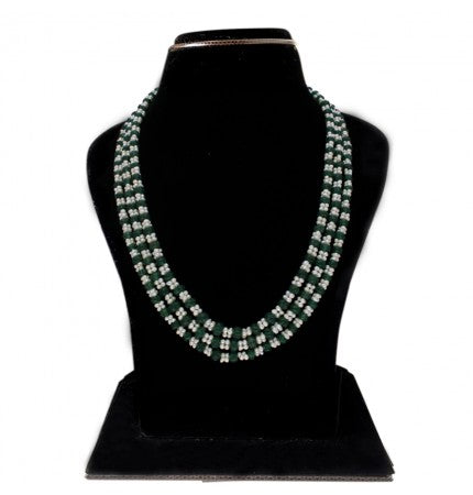 White Emerald 3-String Necklace | Elegant Emerald Potato Necklace