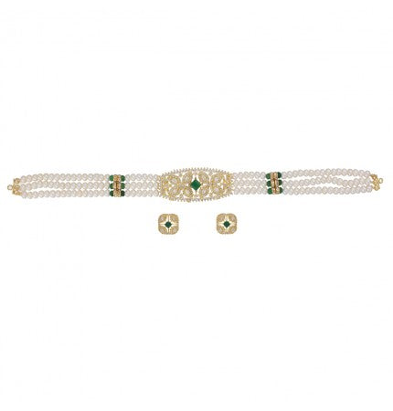 Choker Set with Pearls and Color Stones | Timeless Radiance Round Choker Set