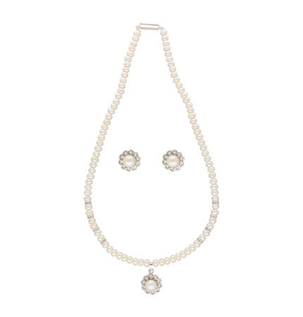 Angel Pendant with Pearls | Celestial Radiance 925 Sterling Silver Pendant Set