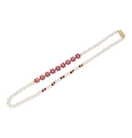 Freshwater Pearl Necklace - Red, Button Shape, 20-22 Inches | Radiant Red Pearl Necklace