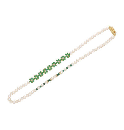 White Freshwater Pearl Necklace: Button Shape, 16-18 Inches | Enchanting Green Pearl Necklace