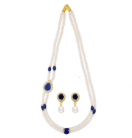 Timeless Pearl and Stone Necklace Set | Celestial Elegance 2-String Necklace Set
