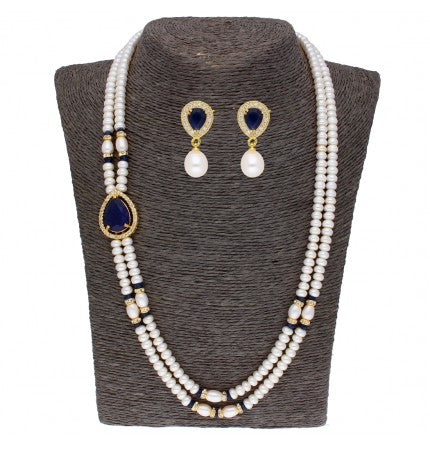 Timeless Pearl and Stone Necklace Set | Celestial Elegance 2-String Necklace Set