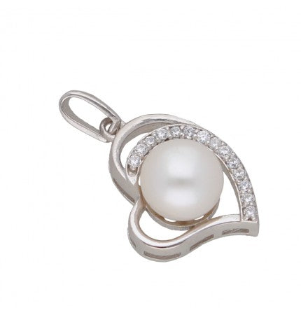 White Button Pearl Pendant | Pure Enchantment - Design Heart Pendant