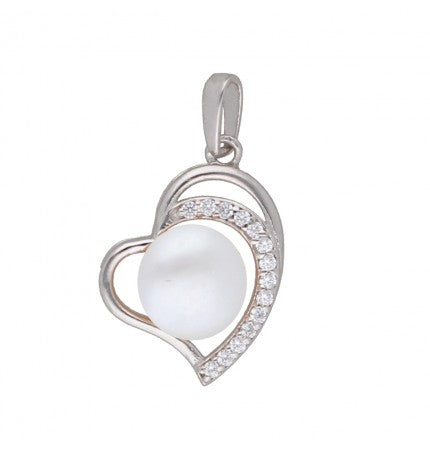 White Button Pearl Pendant | Pure Enchantment - Design Heart Pendant