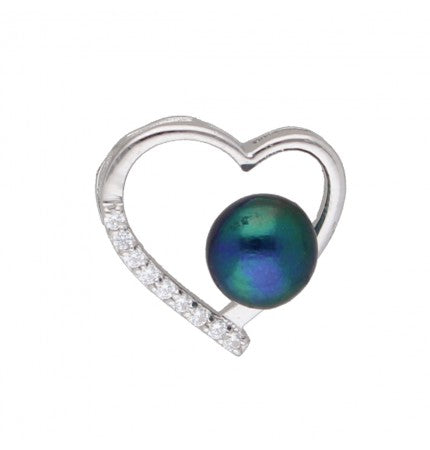 Gray Button Pearl Pendant | Misty Elegance - Design Heart Pendant