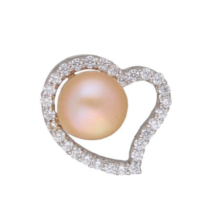 Tan Pearl Heart Design Pendant | Blush Elegance - Design Heart Pendant