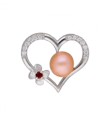 Pink Pearl Heart Design Pendant | Blushing Love - Design Heart Pendant