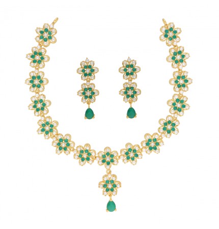 Green Stone Pearl Necklace | Timeless Pearl Elegance Set