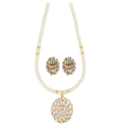 White Pearl Pendant Necklace | Radiant Elegance Pearl Pendant Set