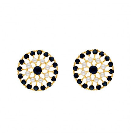 Pearl Pendant Set with Gems | Radiant Circular CZ Pearl Pendant Set