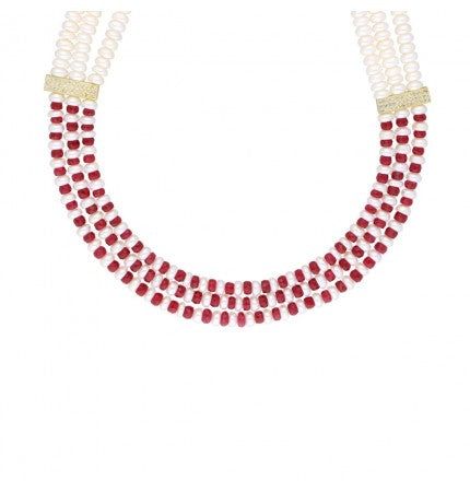 White Pearl Necklace Set | Ivory Elegance Button Set