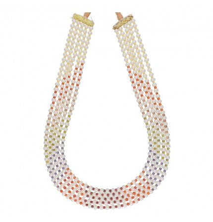 Multicolor Round Pearl Necklace Set - 18-20 Inches | Vibrant Essence Button Set