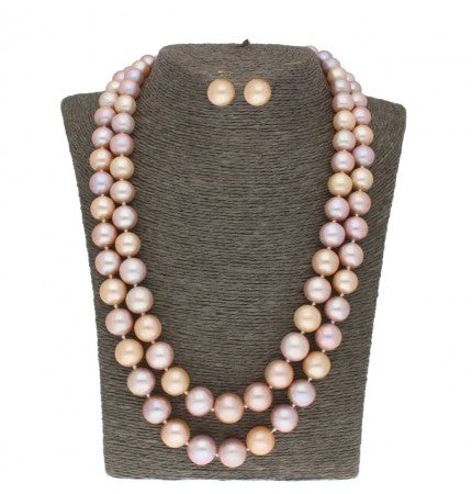 Peach and Pink Pearl Necklace Set | Peach Harmony Round Set