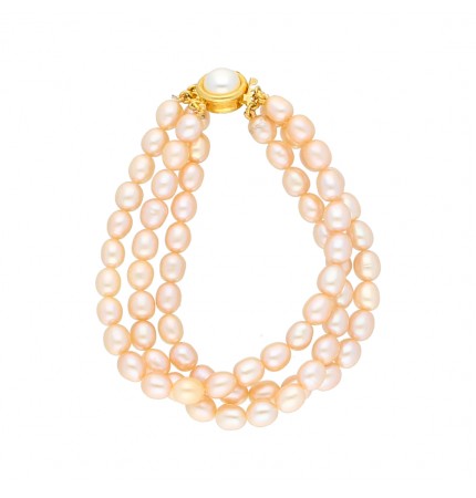 Pink 3-String Pearl Bracelet | Blush Elegance 3 Line Pearl Bracelet
