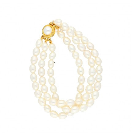 White 3-String Pearl Bracelet | Elegant Trio Pearl Bracelet