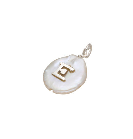 Silver 'E' Pendant with Mother of Pearl | Elegance Defined - E Silver Pendant