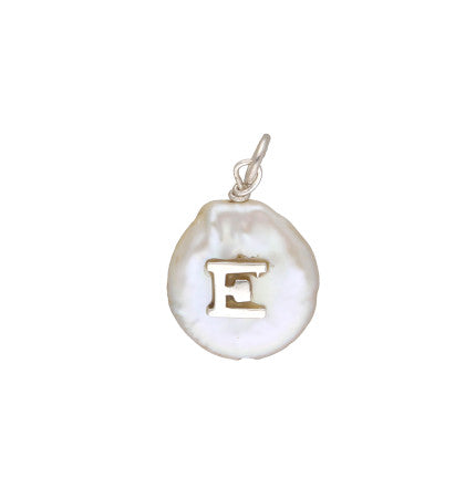 Silver 'E' Pendant with Mother of Pearl | Elegance Defined - E Silver Pendant