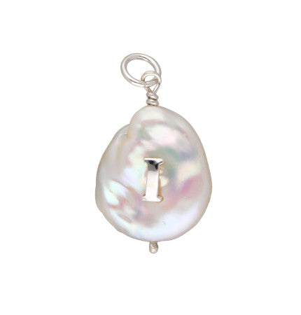 White Mother of Pearl Letter I Pendant | Iconic Elegance - I Silver Pendant