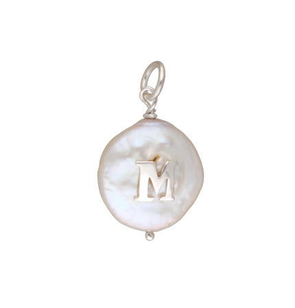 Silver Pendant with Mother of Pearl Stone | Majestic Monogram - M Silver Pendant